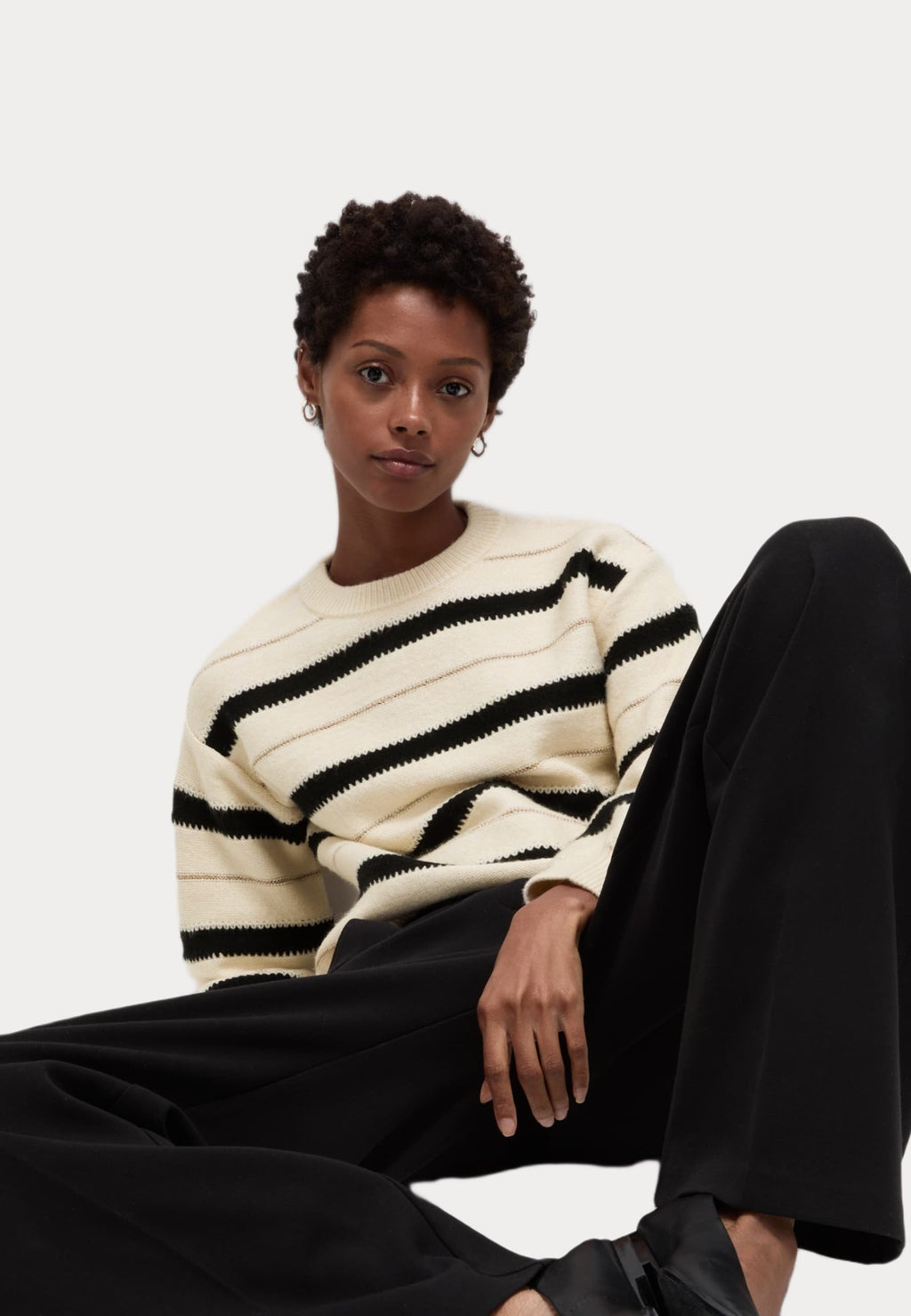 Marks & Spencer CLOUD-YARN STRIPED CREW NECK