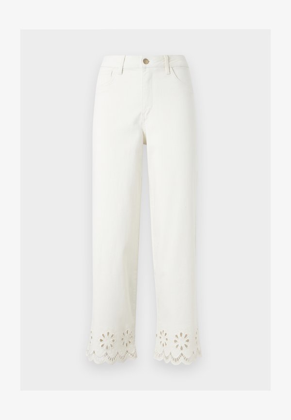 ONLY ONLMADISON CROP WIDE - Wide Leg - white denim