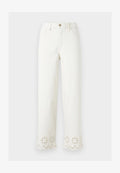ONLY ONLMADISON CROP WIDE - Wide Leg - white denim