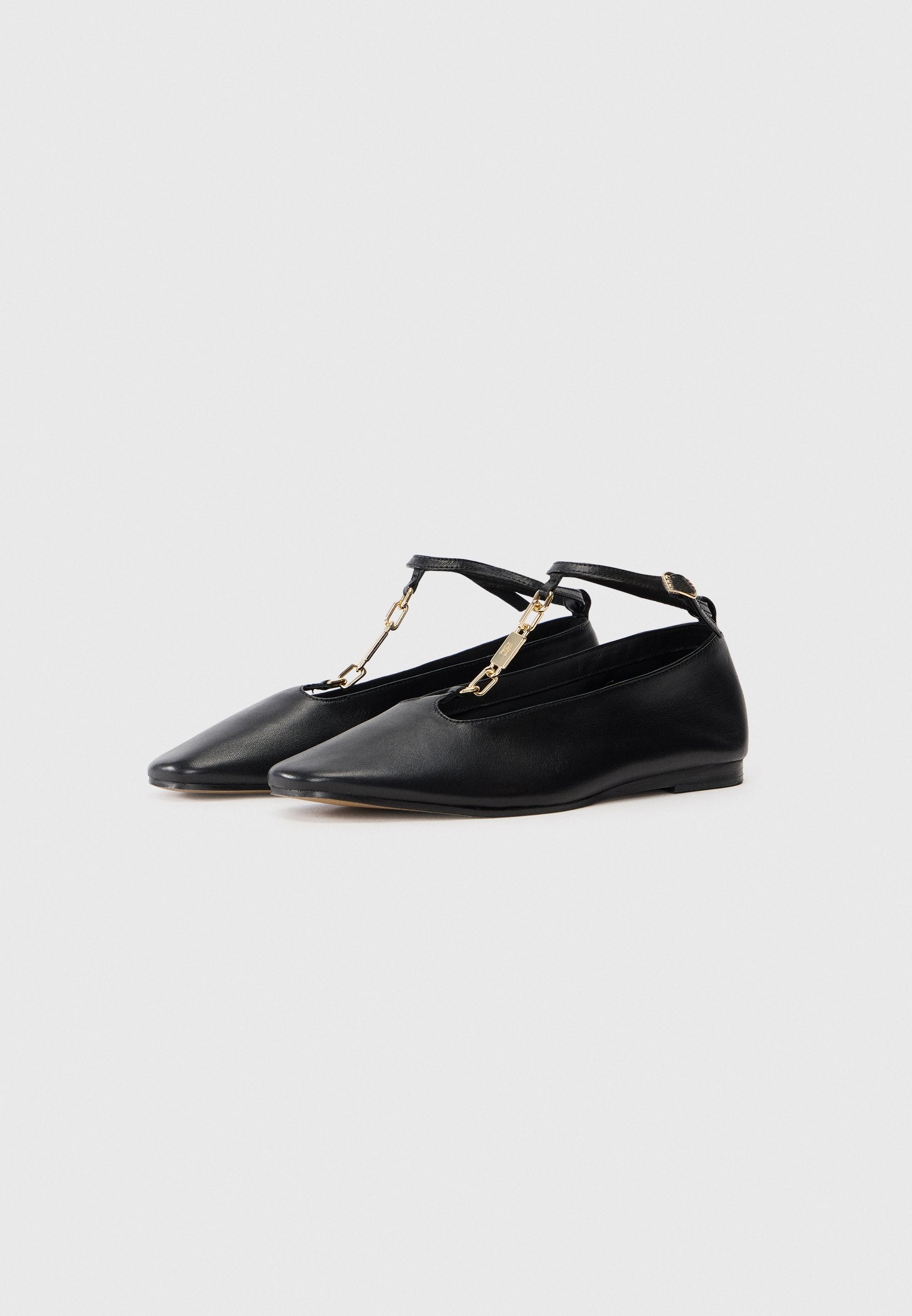 LEATHER T-BAR CHAIN BALLERINAS Media 2
