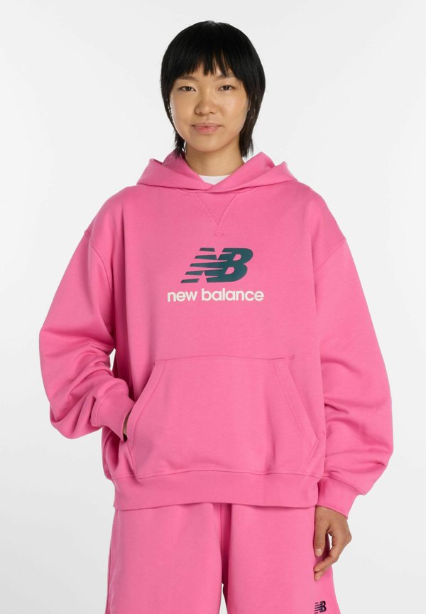 New Balance ATHLETICS FRENCH TERRY LOGO HOODIE - Hoodie - pink satin