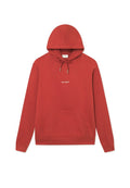 Rotes Kapuzensweatshirt aus Baumwollmischung. Mit einer Fronttasche und Zugbandverschluss mit metallischen Enden. ‚LES DEUX‘-Logo in Weiß.