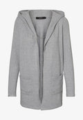 Vero Moda VMDOFFY OPEN HOOD CARDIGAN  - Cardigan - light grey melange