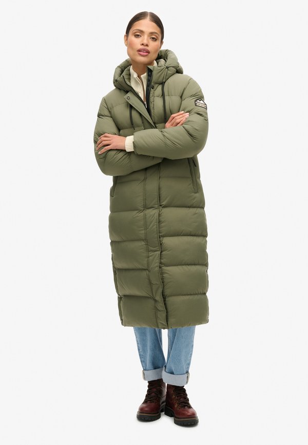 Superdry & Co PUFFER  - Winter coat - dusty olive green grid