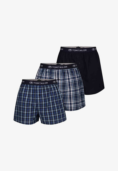 TOM TAILOR 3ER PACK - Boxer shorts - blau dunkel karo