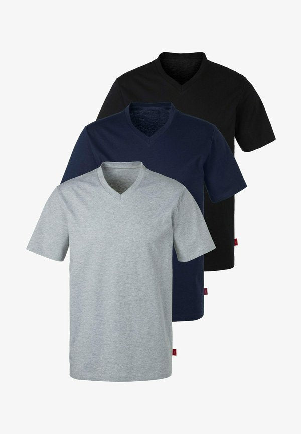 s.Oliver 3 PACK - Basic T-shirt - grau meliert