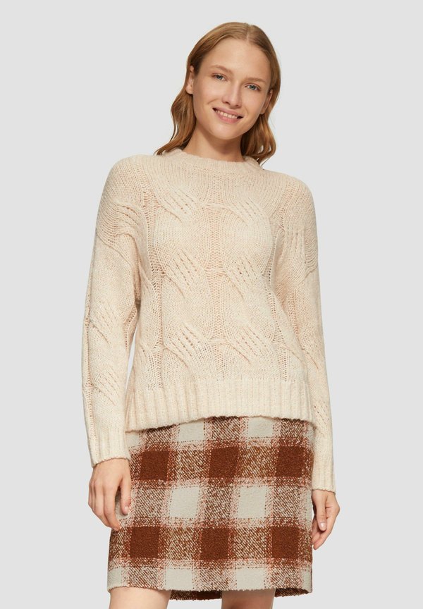 s.Oliver MIT PEPITA MUSTER - A-line skirt - beige