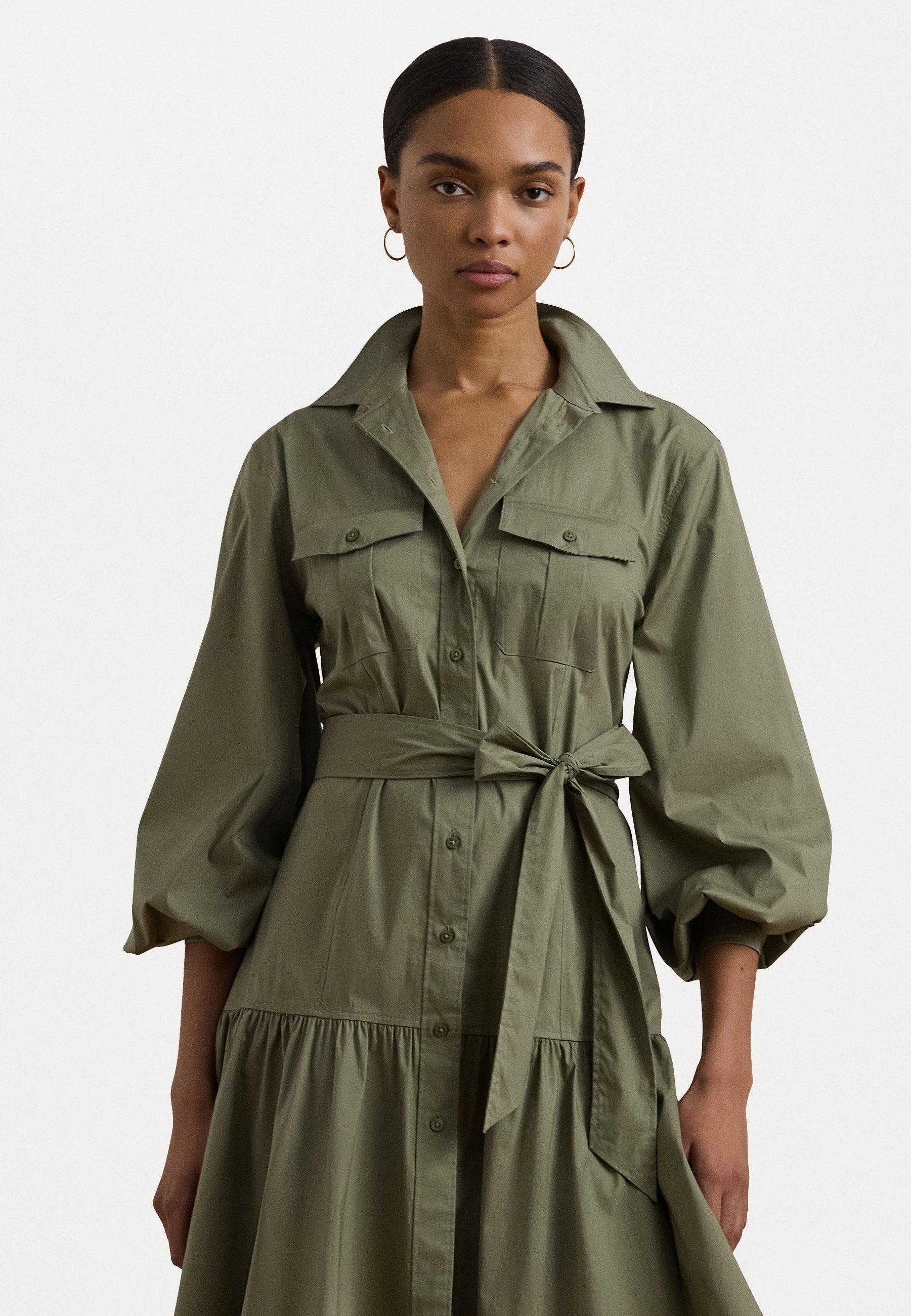 Lauren Ralph Lauren BELTED COTTON BLEND SHIRTDRESS