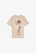 Bershka OVERSIZE T-SHIRT WITH TYLA PRINT - Print T-shirt - camel