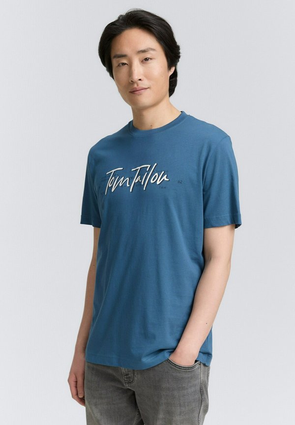 TOM TAILOR MIT LOGO - Print T-shirt - real teal blue