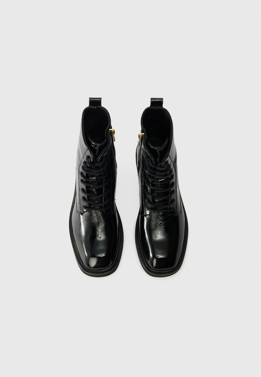CRINKLE LEATHER LACE-UP ANKLE BOOTS Media 4