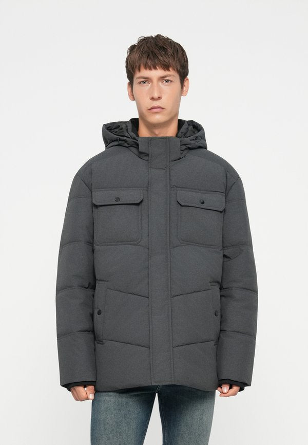 Jack & Jones Puffer Plus Size Puffer - Winter jacket - dark grey melange