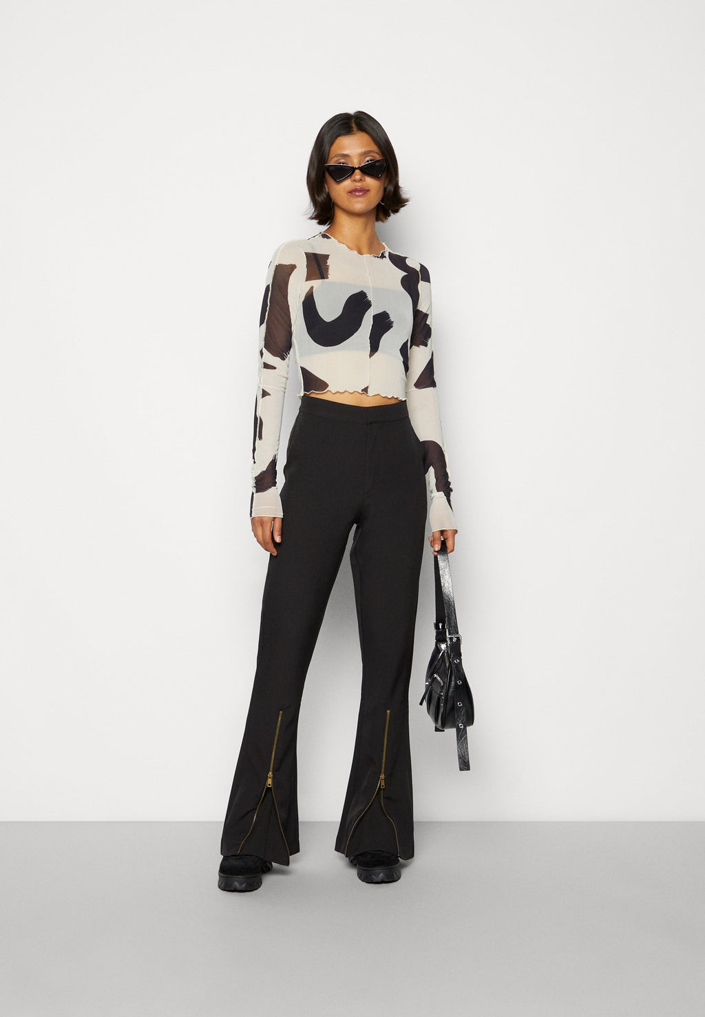 Colourful Rebel FALLON ZIPPER SLIT FLARE PANTS