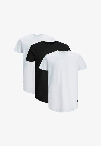 Jack & Jones 3 PACK - Basic T-shirt - weiß schwarz
