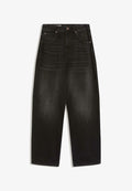 Bershka EMBROIDERED BARREL-LEG - Baggy Jeans - black