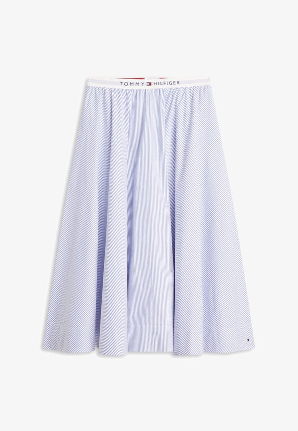 Tommy Hilfiger LOGO WAISTBAND MIDI A-LINE SKIRT - A-line skirt - misty lazuli blue