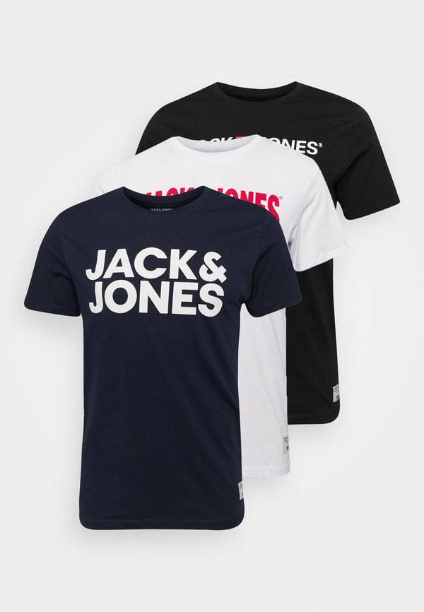 Jack & Jones JOR30HISTORY TEE CREW NECK 3 PACK - Print T-shirt - navy blazer/black/white