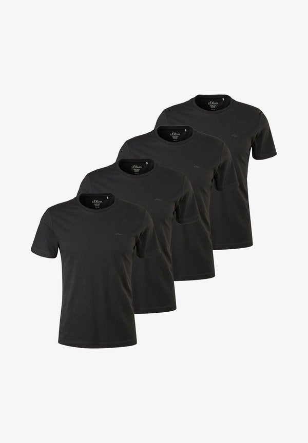 s.Oliver 4ER PACK - Basic T-shirt - schwarz