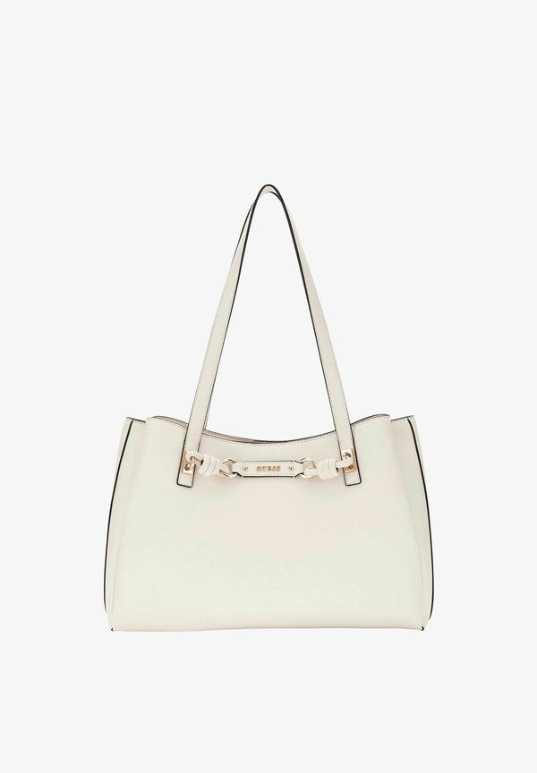 Guess CAMELIA 3 COMPARTMENT TOTE - Handbag - cream white