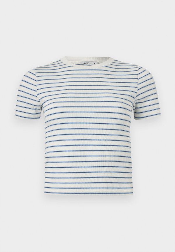 ONLY ONLLUPE S/S STRIPE TEE JRS - Print T-shirt - cloud dancer/blue