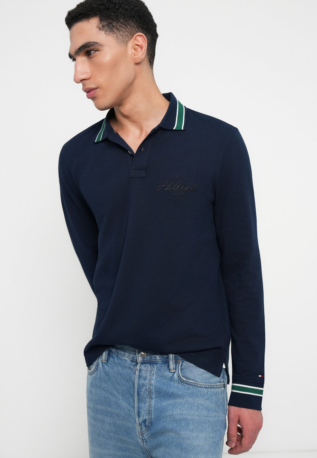REGULAR FIT TIPPED LONG SLEEVE POLO SHIRT Media 5