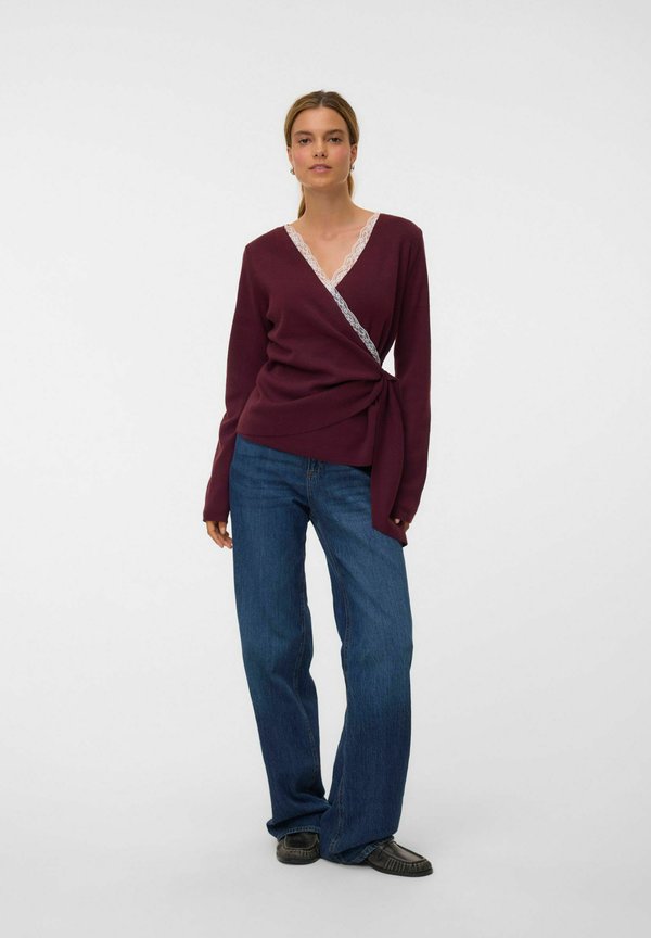Vero Moda KNITTED TOP AWMYNTHE KNIT TOP - Cardigan - tawny port