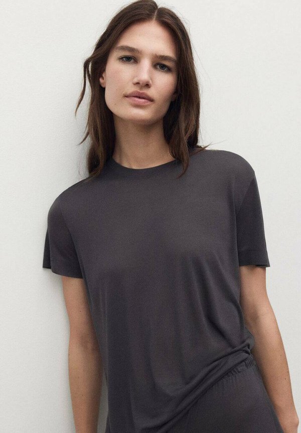 Mango SHORT-SLEEVED MICRO - Basic T-shirt - anthracite