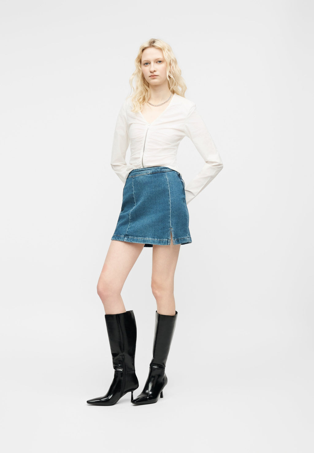 Pieces Mini PCSILKE HW SLIT DENIM