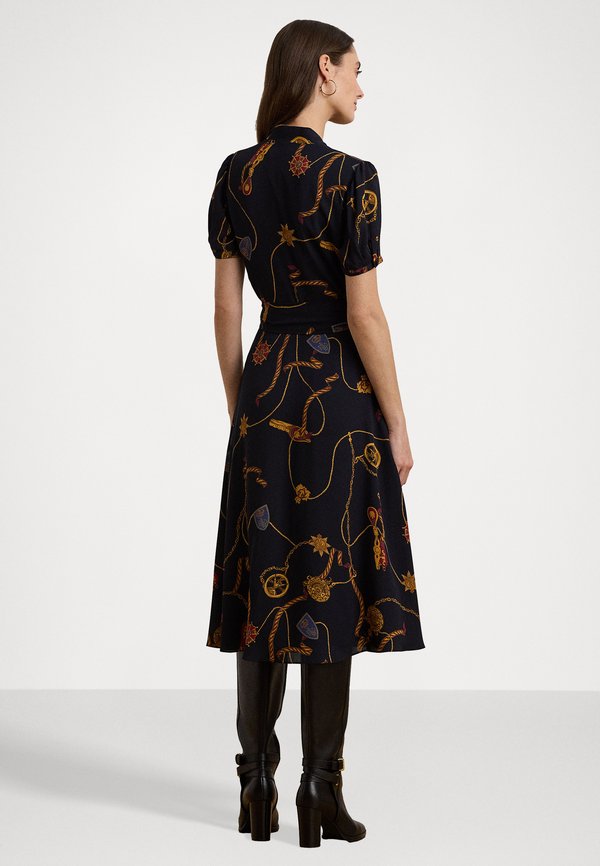 Lauren Ralph Lauren PRINT BELTED GEORGETTE PUFF SLEEVE DRESS
