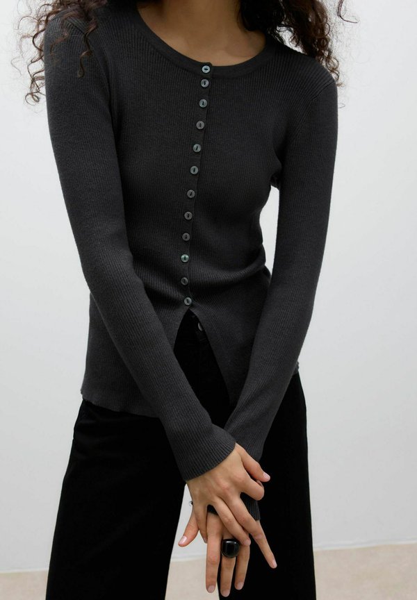 Vero Moda AWUKINO Knit - Cardigan - dark grey melange