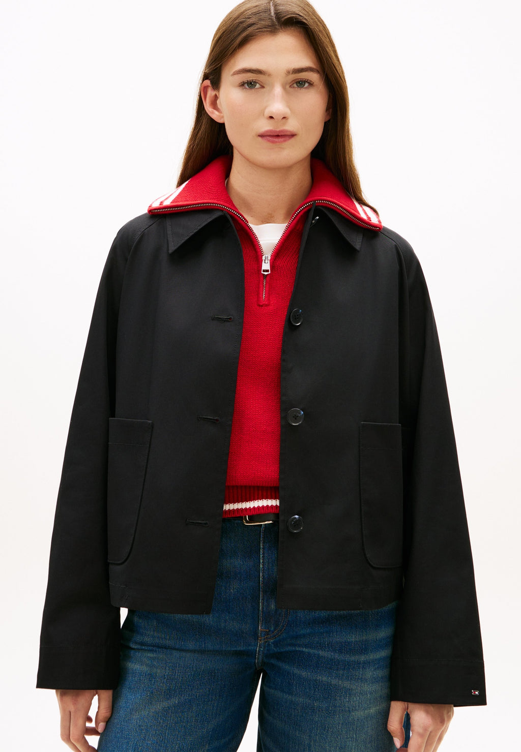 WATER REPELLENT COLLARED RELAXED SHORT JACKET Media 3