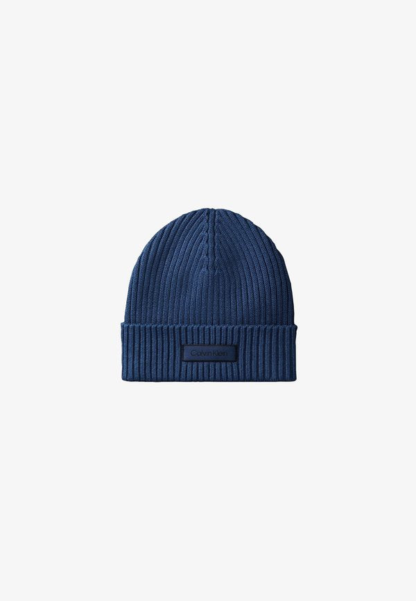 Calvin Klein PATCH CHUNKY RIB COTTON BEANIE - Beanie - dark blue