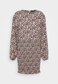 Missguided Petite FLORAL SHIRRED LONG SLEEVE MINI DRESS