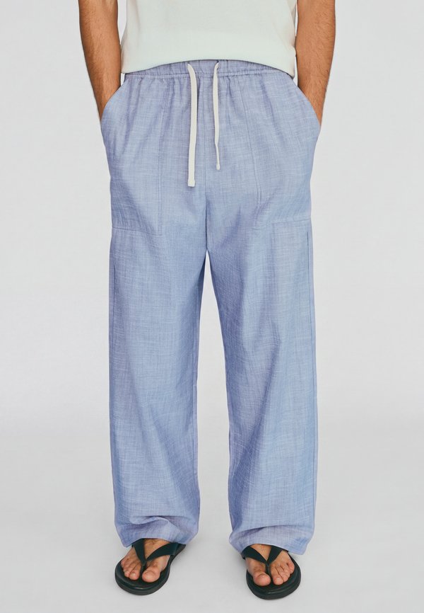Bershka EMBROIDERED BAGGY TROUSERS - Trousers - dark blue