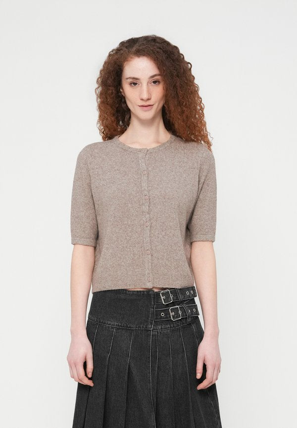 Vero Moda VMDOFFY 2/4 O-NECK BUTTON CARDIGAN NOOS - Cardigan - moon rock melange