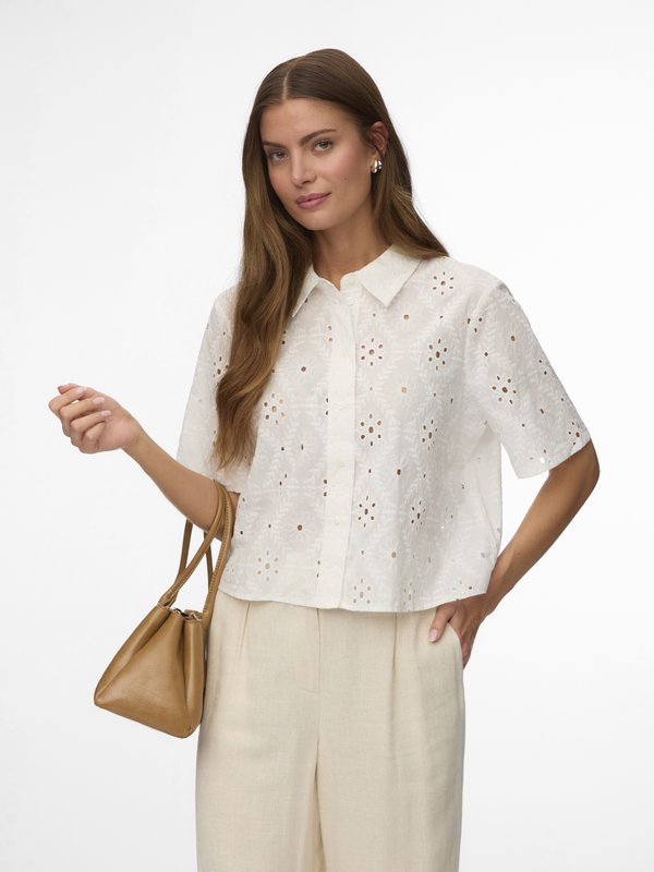Vero Moda VMELIZA - Button-down blouse - snow white