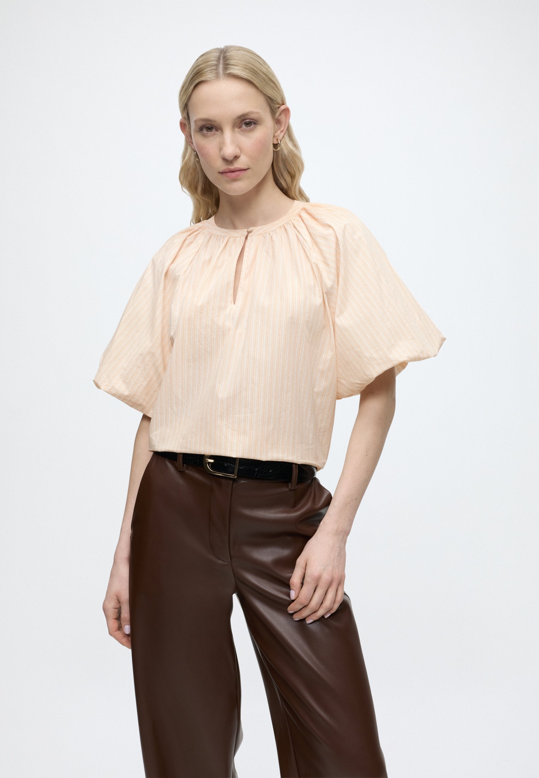TOM TAILOR DENIM POPLIN BLOUSE WITH BUTTON DETAIL