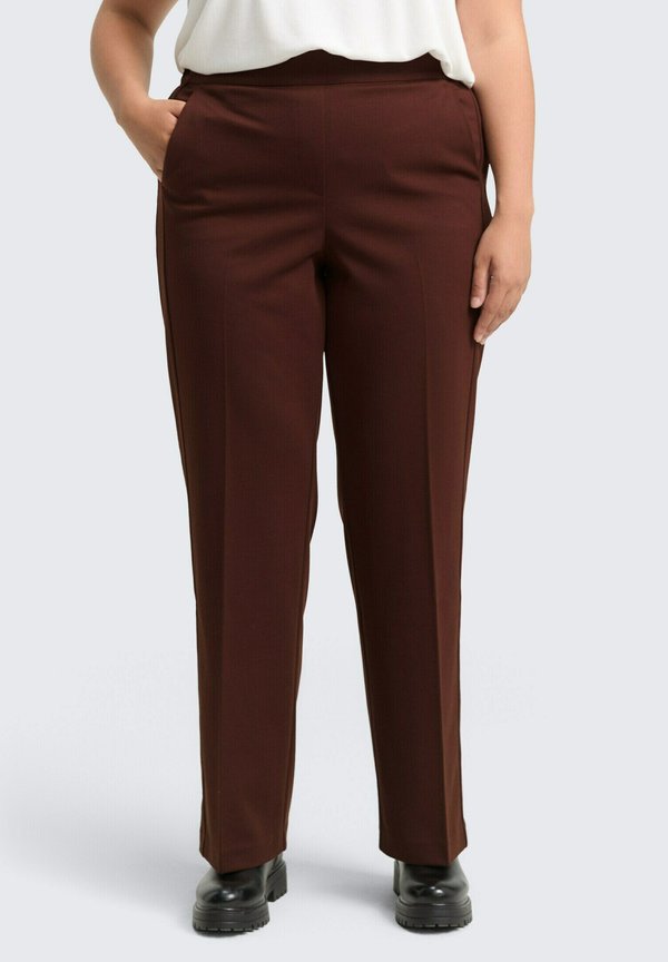 TOM TAILOR Trousers - dark pecan brown