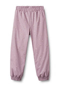 Helle rosa Hosen aus glatter Stoffqualität, mit einem floralen Muster in dunklerem Rosa. Elastischer Bund und Bündchen, designed für Komfort.