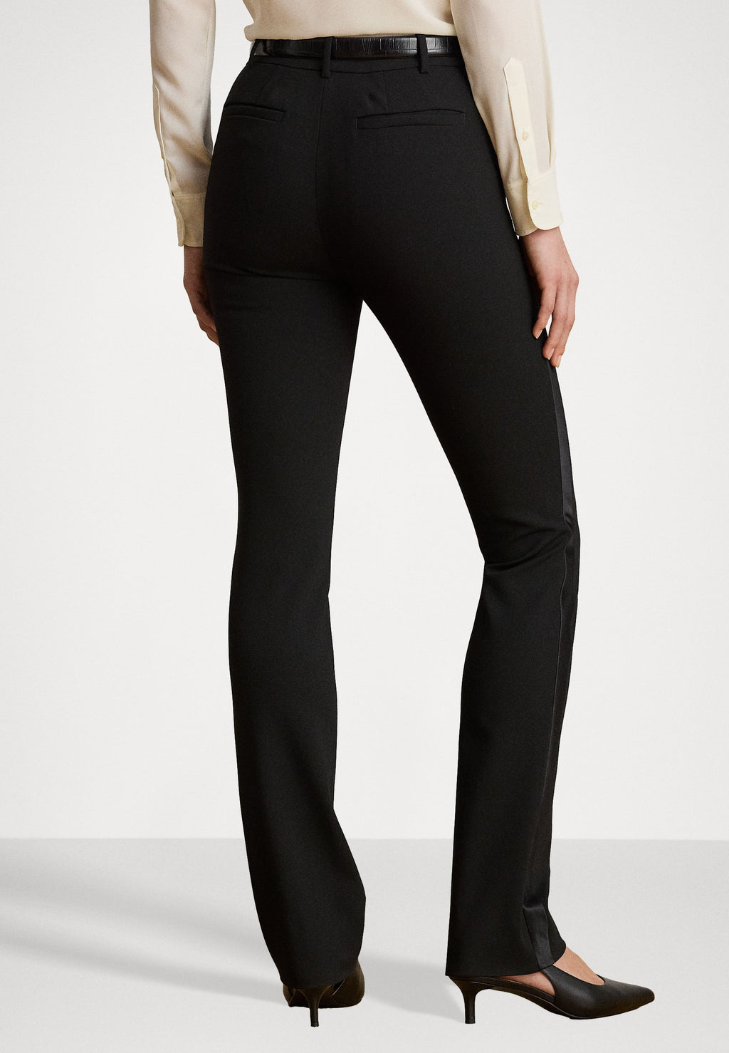 Lauren Ralph Lauren Petite SATIN-TRIM DOUBLE-FACED CREPE PANT