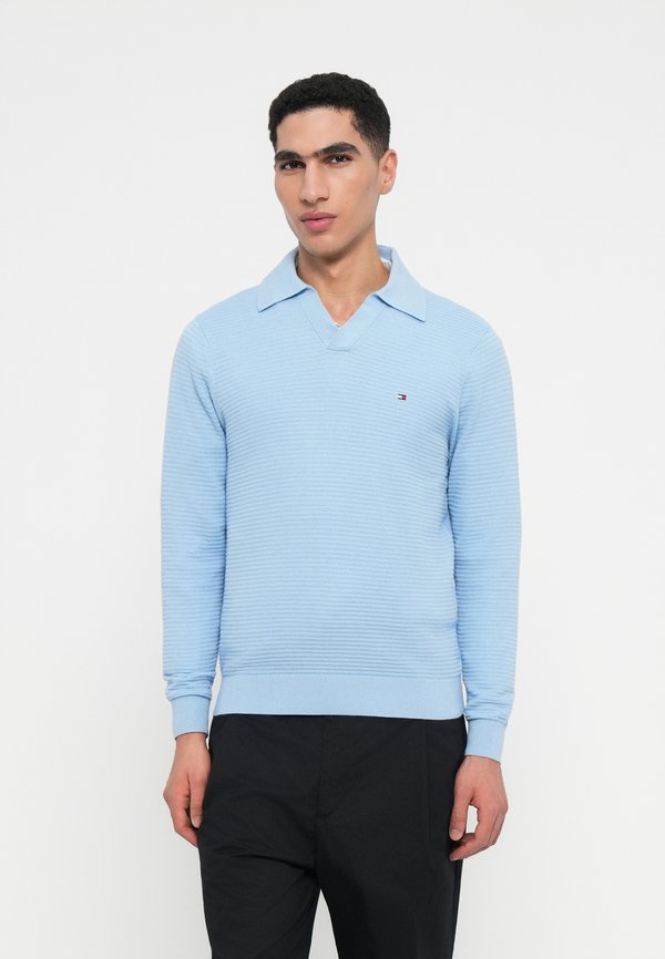 Tommy Hilfiger TEXTURED KNIT POLO COLLAR JUMPER - Jumper - well water