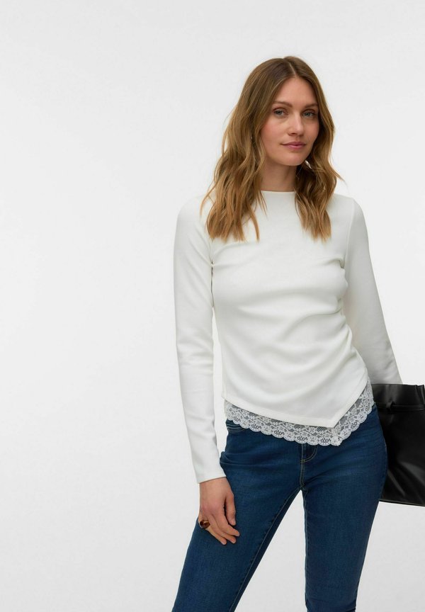 Vero Moda VMMILLE - Long sleeved top - snow white