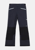 Wasserabweisende Skihose in Marineblau und Schwarz mit Reißverschlusstaschen, verstellbarem Bund und verstärkten Knien für Langlebigkeit.
