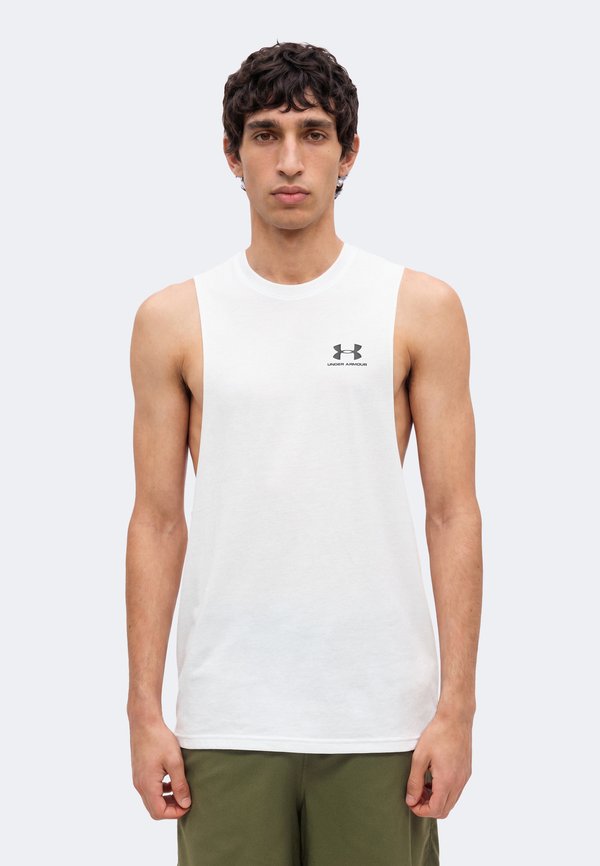 Under Armour LEFT CHEST CUT OFF TANK - Top - white/black