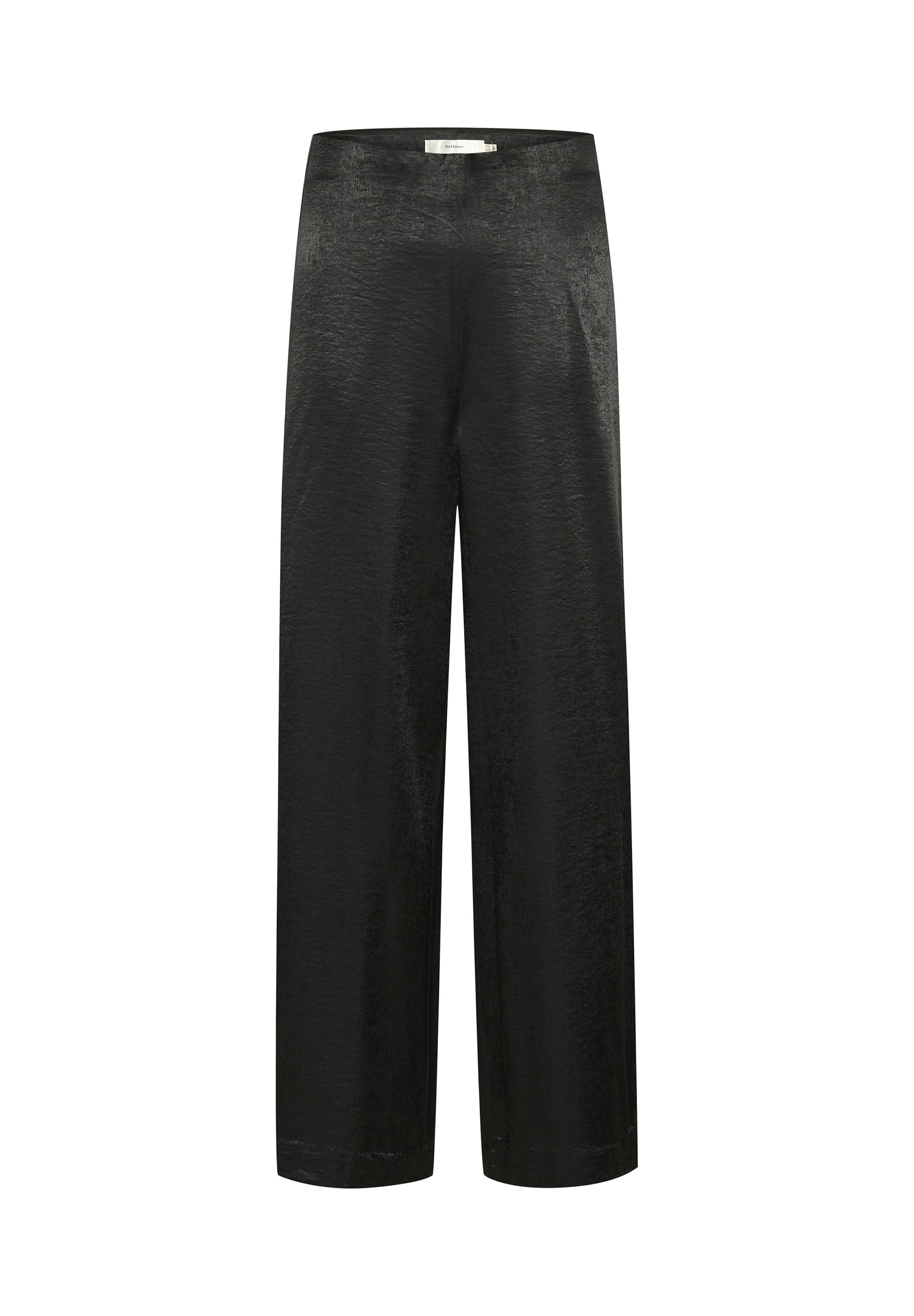 Schwarz, weit geschnittene Hose aus einem strukturierten Stoff mit einem glatten Bund. Das Design zeichnet sich durch einen lockeren Schnitt und einen geraden Saum aus.