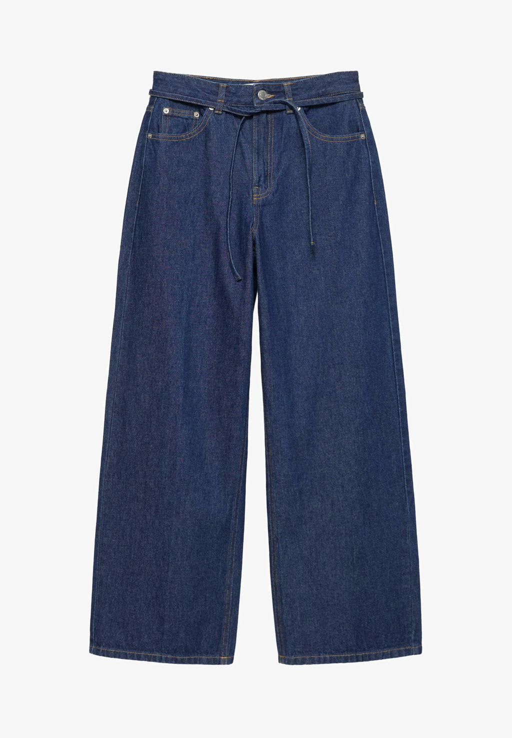 PULL&BEAR WITH BELT - Baggy Jeans - mottled dark blue