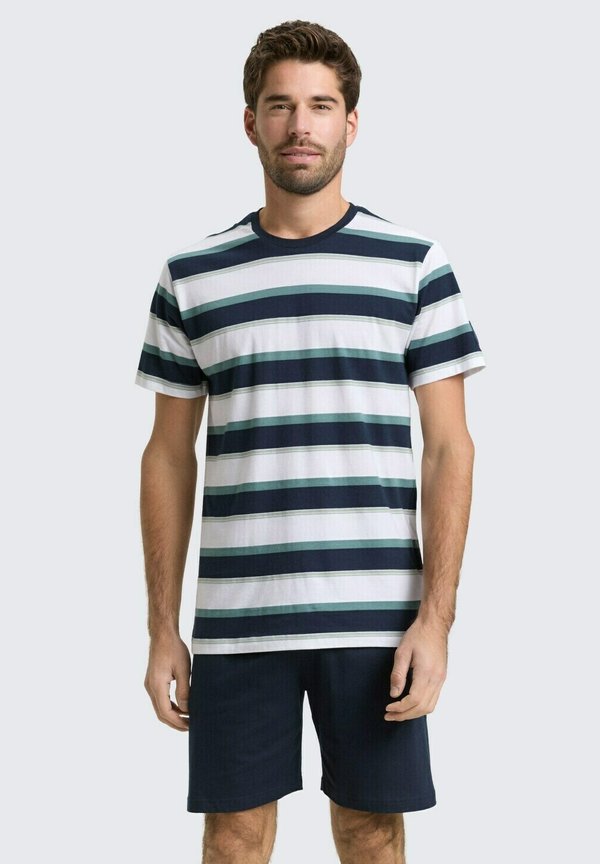 TOM TAILOR TOM TAILOR UNTERWÄSCHE PYJAMA-SET MIT STREIFENMUSTER - Pyjama top - blue stripes