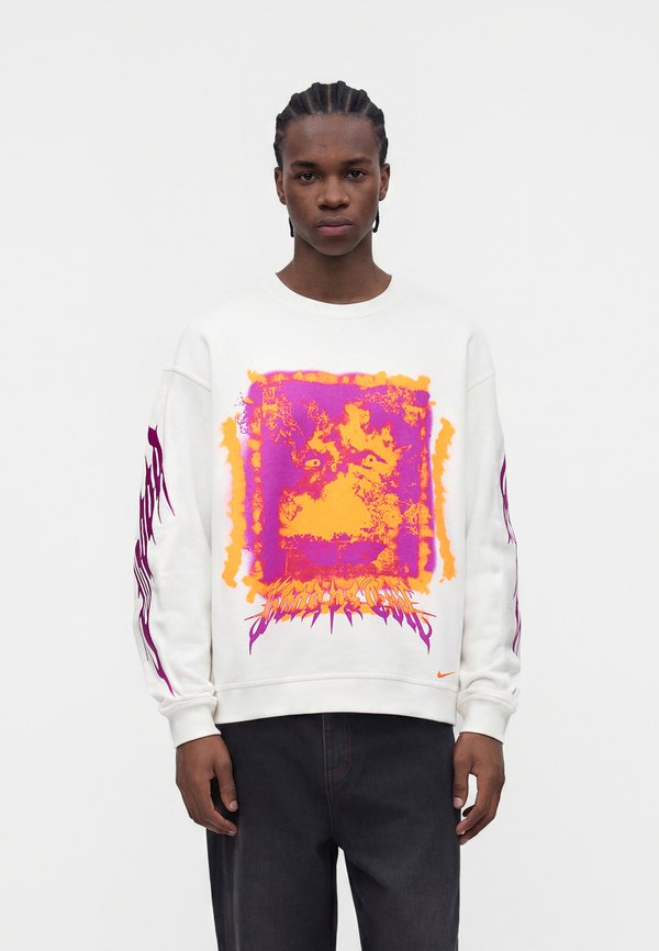 Nike Sportswear CREW - Sweatshirt - white/vivid purple/total orange/safety orange