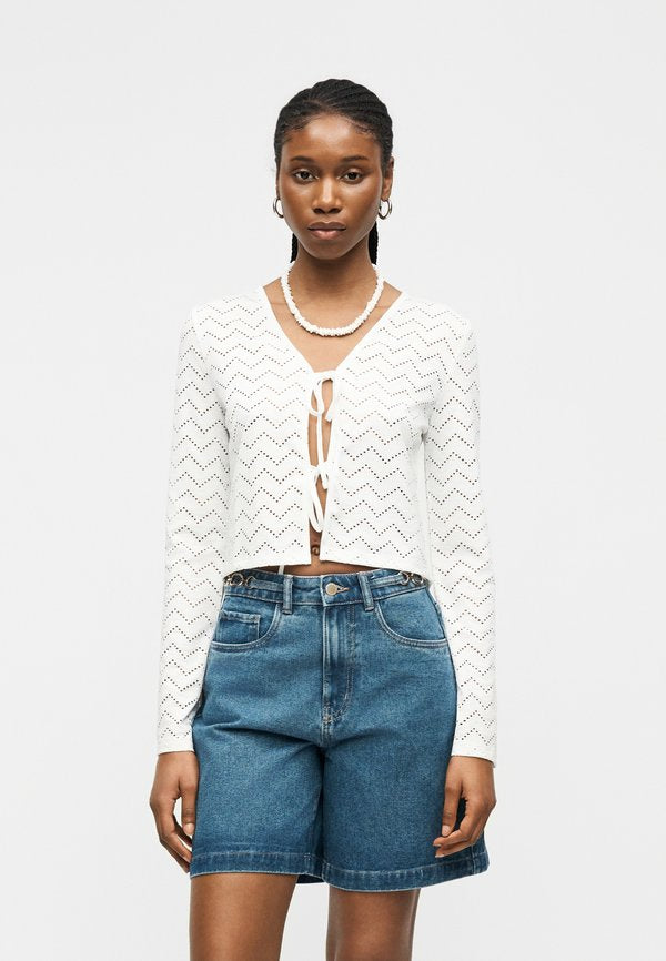 Vero Moda VMTANJA TIE - Long sleeved top - snow white