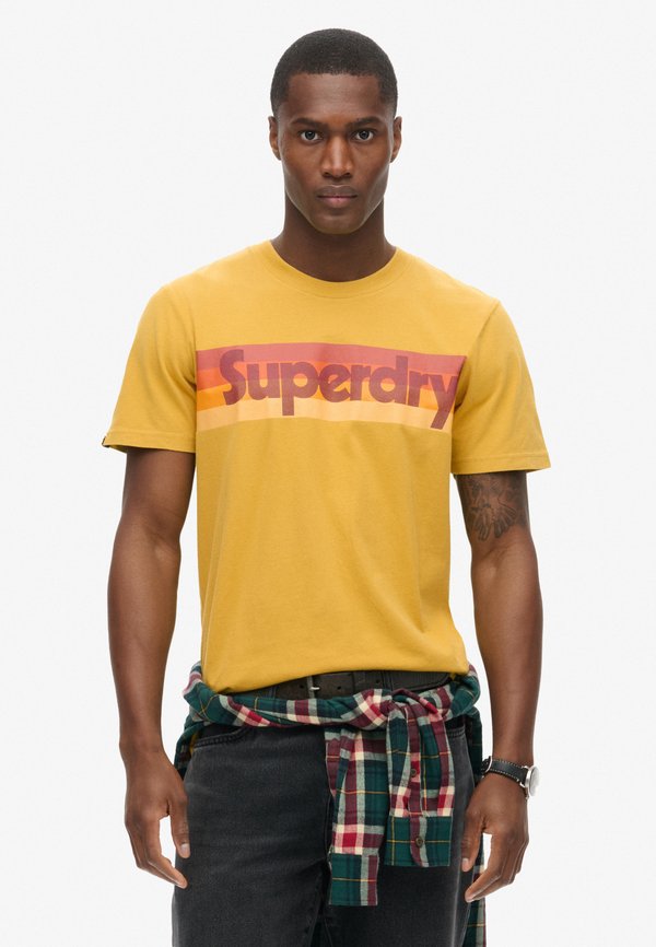 Superdry & Co RETRO STRIPE LOGO - Print T-shirt - oil yellow